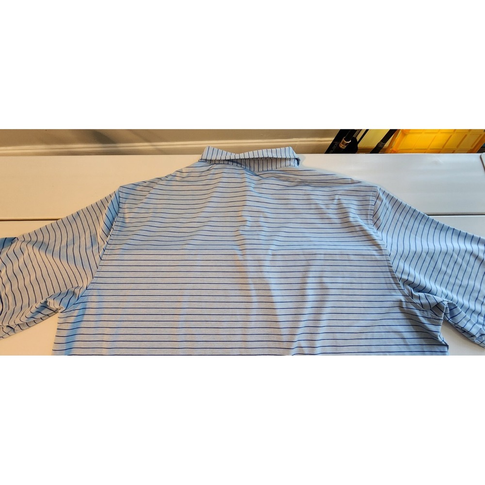 Peter Millar Polo Men Large Summer Comfort Blue Striped - Picture 4 of 9